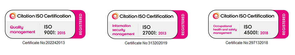 ProTrainings hold the ISO Accreditations for quality, security and health and safety management